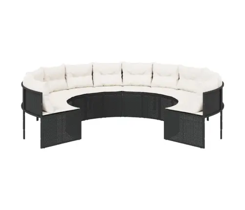 Dārza Dīvāns Ar Spilveniem, Apaļš, Melna Pe Rotangpalma Vidaxl