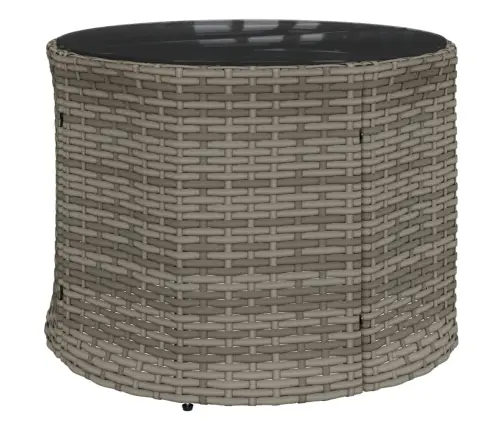 Sodo Sofa Su Stalu/Pagalvėlėmis, Pilka, Poliratanas, Apvali