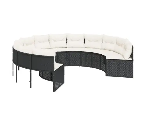 Ümmargune Aiadiivan Koos Laua Ja Patjadega, Must, Polürotang