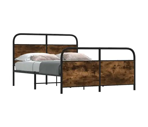 Gultas Rāmis Bez Matrača, Metāls, 140X200Cm, Ozolkoka Imitācija Vidaxl