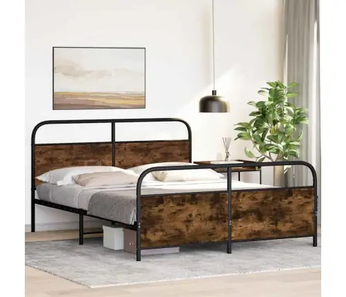 Metallist Voodiraam Ilma Madratsita Suitsutatud Tamm 160X200 Cm