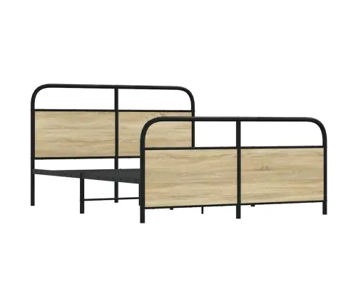 Gultas Rāmis Bez Matrača, Metāls, 150X200Cm, Ozolkoka Imitācija Vidaxl