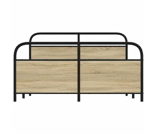 Gultas Rāmis Bez Matrača, Metāls, 150X200Cm, Ozolkoka Imitācija Vidaxl