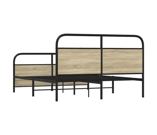 Gultas Rāmis Bez Matrača, Metāls, 150X200Cm, Ozolkoka Imitācija Vidaxl