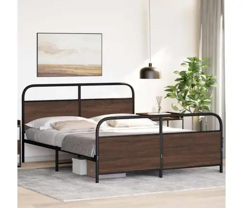 Metallist Voodiraam Ilma Madratsita Pruun Tamm 150X200 Cm