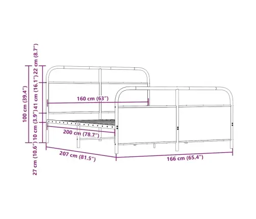 Lovos Rėmas Be Čiužinio, Rudas Ąžuolo, 160X200cm Metalas