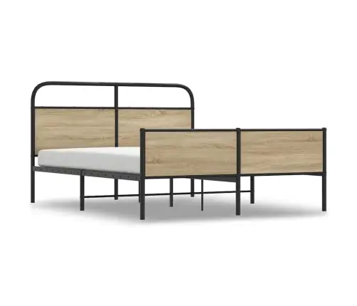 Gultas Rāmis Bez Matrača, Metāls, 160X200Cm, Ozolkoka Imitācija Vidaxl