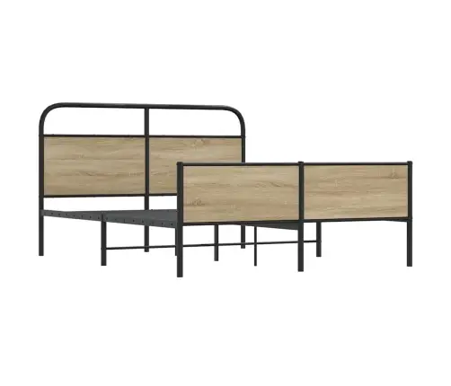 Gultas Rāmis Bez Matrača, Metāls, 160X200Cm, Ozolkoka Imitācija Vidaxl