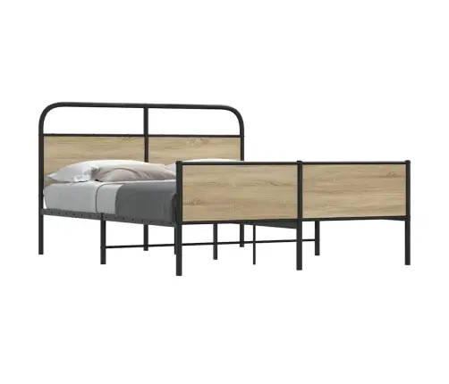 Gultas Rāmis Bez Matrača, Metāls, 160X200Cm, Ozolkoka Imitācija Vidaxl