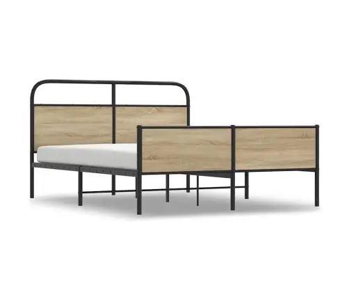 Gultas Rāmis Bez Matrača, Metāls, 180X200Cm, Ozolkoka Imitācija Vidaxl