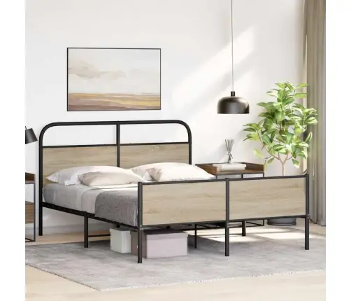 Gultas Rāmis Bez Matrača, Metāls, 180X200Cm, Ozolkoka Imitācija Vidaxl