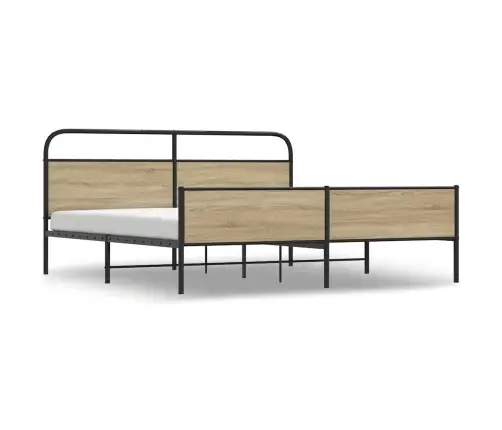 Metallist Voodiraam Ilma Madratsita Suitsutatud Tamm 193X203 Cm