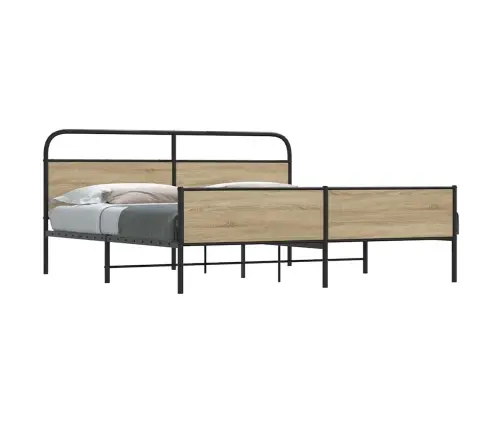 Metallist Voodiraam Ilma Madratsita Suitsutatud Tamm 193X203 Cm