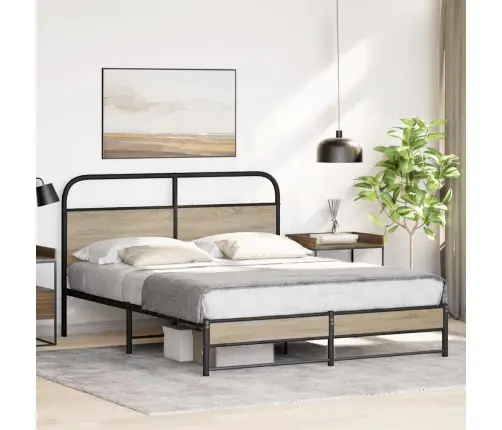 Metallist Voodiraam Ilma Madratsita Suitsutatud Tamm 160X200 Cm