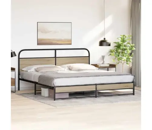 Gultas Rāmis Bez Matrača, Metāls, 183X213Cm, Ozolkoka Imitācija Vidaxl