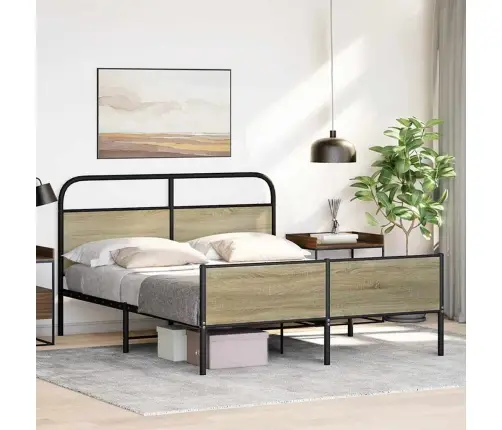 Metallist Voodiraam Ilma Madratsita Sonoma Tamm 150X200 Cm