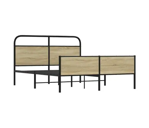 Gultas Rāmis Bez Matrača, Metāls, 160X200Cm, Ozolkoka Imitācija Vidaxl