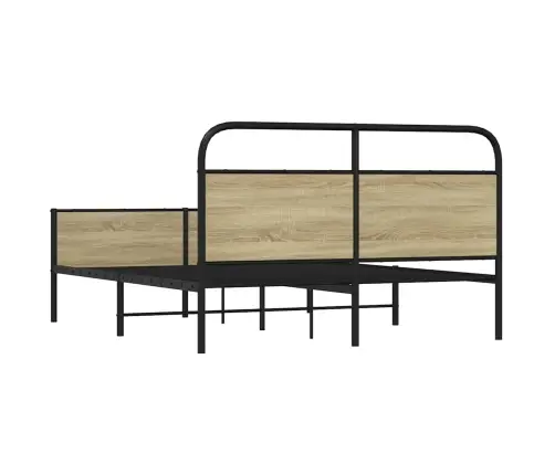 Gultas Rāmis Bez Matrača, Metāls, 160X200Cm, Ozolkoka Imitācija Vidaxl