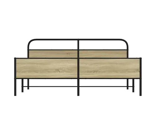 Gultas Rāmis Bez Matrača, Metāls, 200X200Cm, Ozolkoka Imitācija Vidaxl