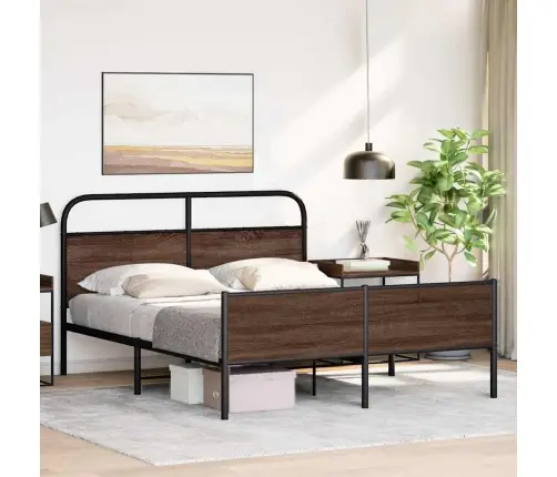 Gultas Rāmis Bez Matrača, Metāls, 150X200 Cm, Ozolkoka Krāsa Vidaxl