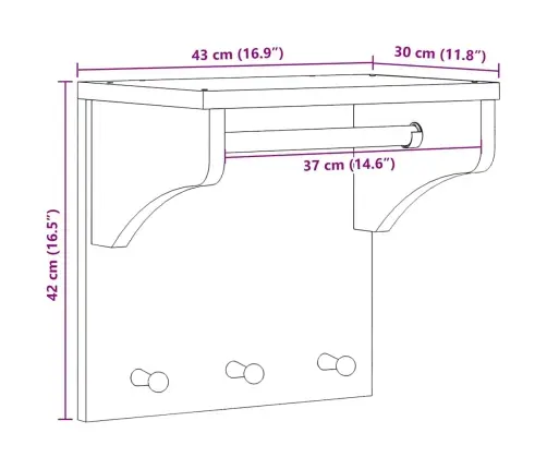 Pie Sienas Stiprināms Mēteļu Pakaramais Sandnes 43X30X42 Cm Vidaxl