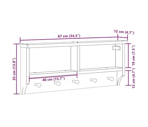 Pie Sienas Stiprināms Mēteļu Pakaramais Sandnes 87X12X35 Cm Vidaxl