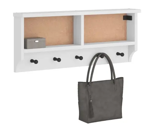 Sienas Mēteļu Pakaramais, Sandnes, Balts, 87X12X35 Cm, Priede Vidaxl