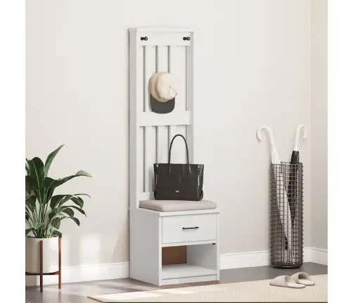 Halles Koks, Sandnes, Balts, 45X40X159,5 Cm, Priedes Masīvkoks Vidaxl