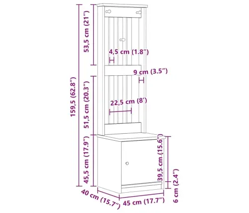 Salės Medis "Sandnes" 45X40X159,5 Cm Medžio Masyvo Pušis