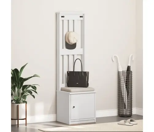 Salės Medis "Sandnes" Baltas 45X40X159,5 Pušies Masyvo