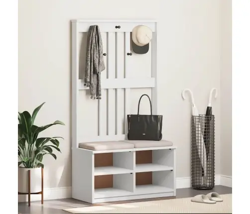 Halles Koks, Sandnes, Balts, 87X40X159,5 Cm, Priedes Masīvkoks Vidaxl