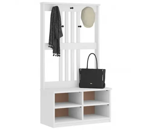 Halles Koks, Sandnes, Balts, 87X40X159,5 Cm, Priedes Masīvkoks Vidaxl