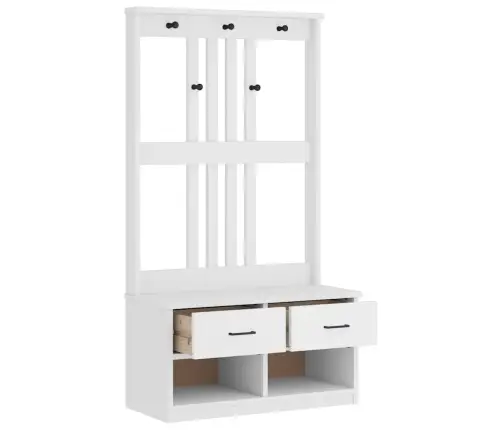 Halles Koks, Sandnes, Balts, 87X40X159,5 Cm, Priedes Masīvkoks Vidaxl