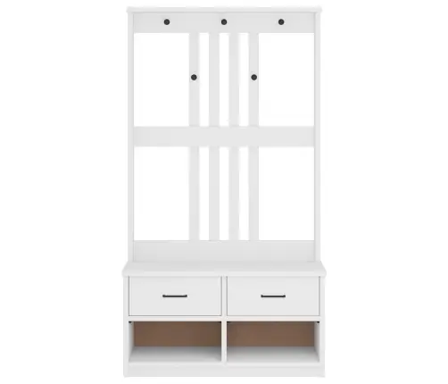 Halles Koks, Sandnes, Balts, 87X40X159,5 Cm, Priedes Masīvkoks Vidaxl