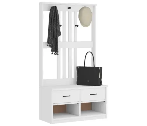 Halles Koks, Sandnes, Balts, 87X40X159,5 Cm, Priedes Masīvkoks Vidaxl