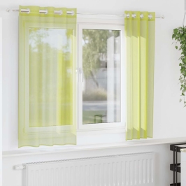 Voile Aizkari Ar Starplikām 2 Gab Apple Green 140X140 Cm Vidaxl