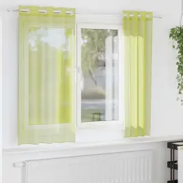 Voile Aizkari Ar Starplikām 2 Gab Apple Green 140X140 Cm Vidaxl