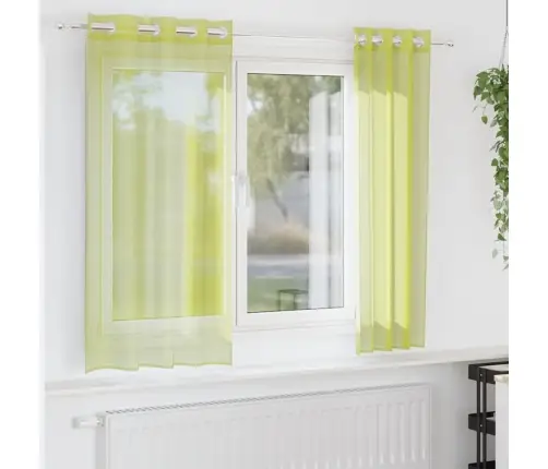 Voile Kardinad Koos Rõngastega 2 Tk Apple Green 140X175 Cm