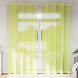 Voile Aizkari Ar Starplikām, 2 Gab., Dzeltenzaļi, 140X225 Cm Vidaxl