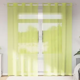 Voile Aizkari Ar Starplikām, 2 Gab., Dzeltenzaļi, 140X245 Cm Vidaxl