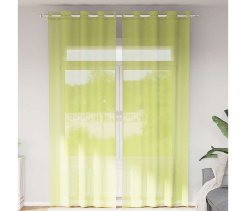 Voile Aizkari Ar Starplikām, 2 Gab., Dzeltenzaļi, 140X260 Cm Vidaxl