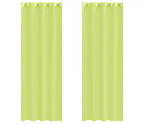 Voile Aizkari Ar Starplikām, 2 Gab., Dzeltenzaļi, 140X300 Cm Vidaxl