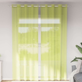 Voile Aizkari Ar Starplikām, 2 Gab., Dzeltenzaļi, 140X300 Cm Vidaxl