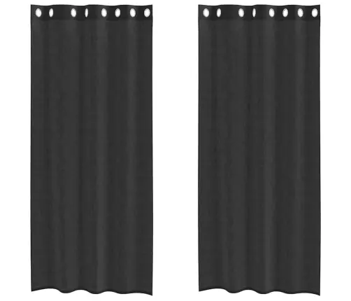 Voile Kardinad Rõngastihendiga 2 Tk Must 140X225 Cm