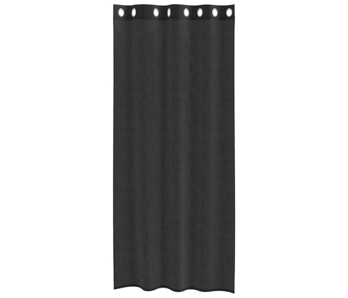 Voile Kardinad Rõngastega 2 Tk Must 140X245 Cm