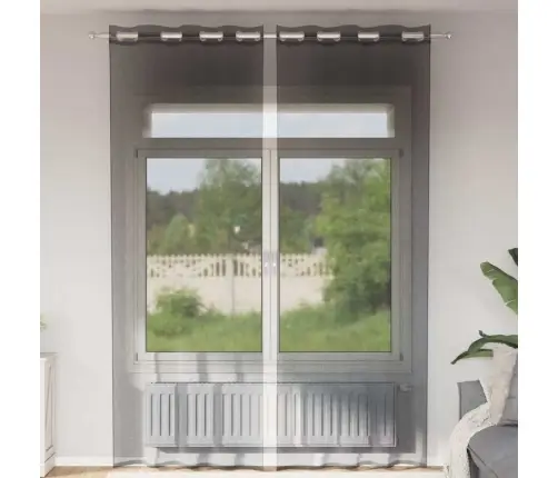 Voile Aizkari Ar Starplikām, 2 Gab., Melni, 140X260 Cm Vidaxl