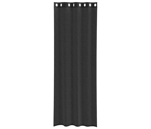 Voile Užuolaidos Su Įvorėmis, 2Vnt., Juodos Spalvos, 140X300Cm