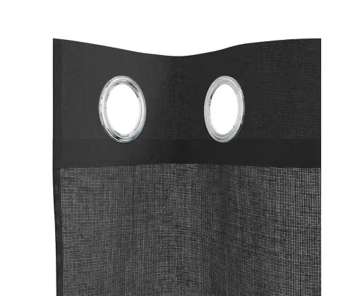 Voile Užuolaidos Su Įvorėmis, 2Vnt., Juodos Spalvos, 140X300Cm