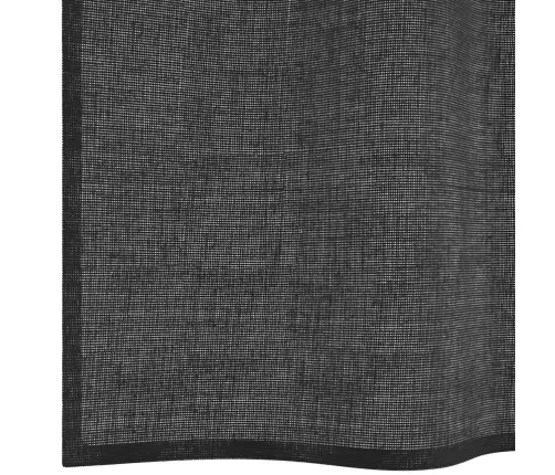 Voile Užuolaidos Su Įvorėmis, 2Vnt., Juodos Spalvos, 140X300Cm