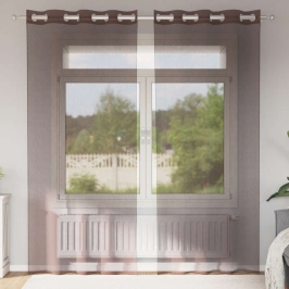 Voile Kardinad Rõngastega 2 Tk Pruun 140X225 Cm